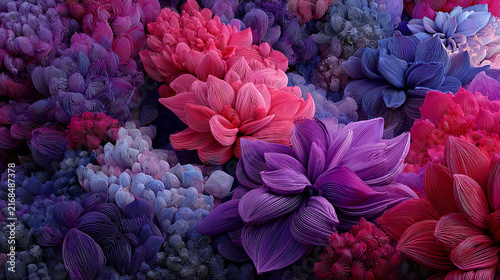 Vibrant abstract flower petals texture in pink purple and blue tones