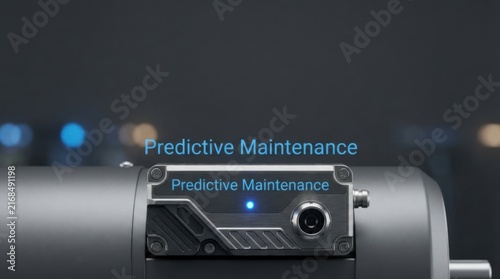 Obraz na płótnie Predictive Maintenance Sensor Mounted on Industrial Motor Close-Up