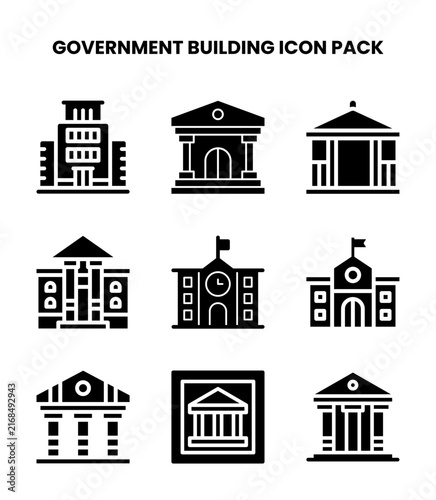 Government Building Glyph SVG Icons Pack
