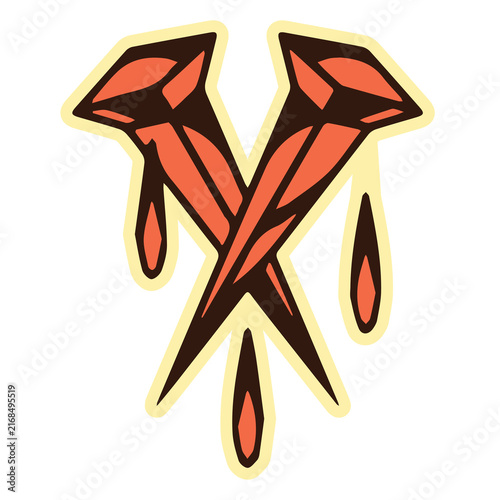 Cuadro en lienzo iron nail oldschool tattoo handdrawn illustration vector graphics	PNG transparen