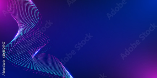 Abstract colorful wavy line background with glowing particle wave light. Design for futuristic creative cover design wallpaper.