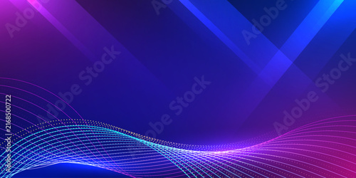 Digital wave on blue and violet background with light beam.  Design vector graphic for cyber business big data cloud computing and internet connection.