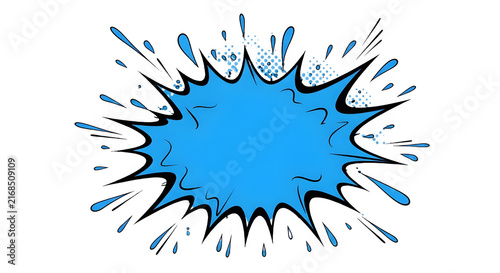 Blue Comic Book Explosion Speech Bubble Illustration Isolated on a Transparent Background
