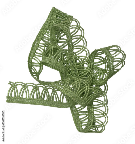 Olive Green Loop Design Lace Ribbon Trim
