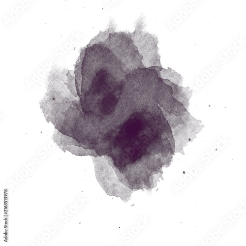 Dark purple watercolor paint splash isolated on white background