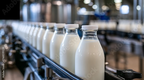 Automated Milk Bottling Line in Modern Factory / モダンな工場の自動化された牛乳瓶詰めライン