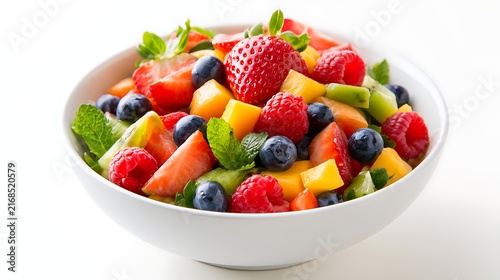 Healthy Fresh Fruit Salad Bowl with Berries and Mango / ベリーとマンゴーが入ったヘルシーで新鮮なフルーツサラダボウル