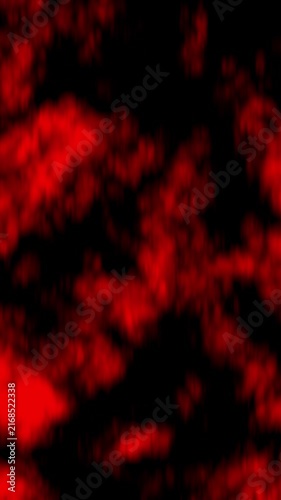 Abstract Red Smoke Motion Background, Glowing Blurred Energy Clouds and Fiery Particles on Dark Black Background