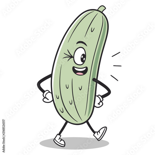 Cute Cucumber Mascot Character