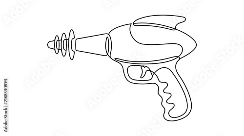 Foto Continuous line drawing of a retro sci-fi ray gun blaster