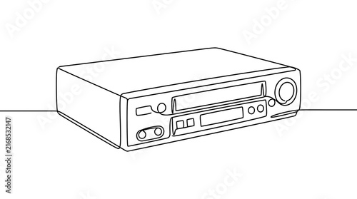 Canvastavla Continuous Line Drawing of a Vintage VCR Video Cassette Player