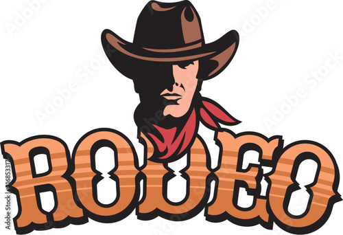 Rodeo Cowboy with Western Lettering Design
