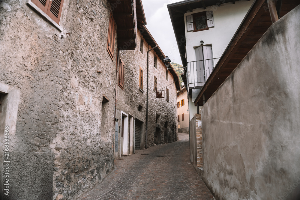 Fototapeta premium Typical medieval alpine stone architecture in Cerveno, Val Camonica, Italy 