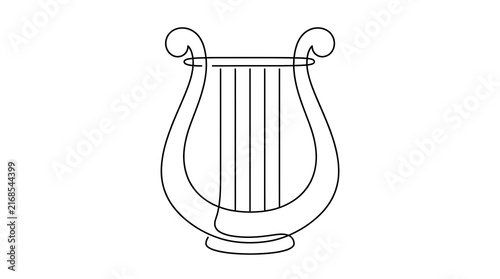 Obraz na plátně Minimalist lyre harp continuous line art illustration