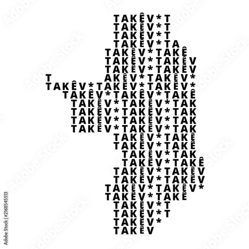 Photography Symbol Map of the Province Takev (Cambodia) showing the area with the name of th