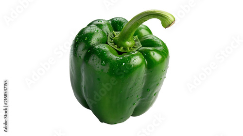 Bild auf Leinwand Fresh green bell pepper capsicum whole fruit isolated on transparent background