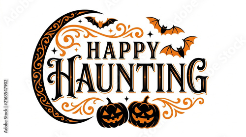 Happy haunting halloween decorative vector design