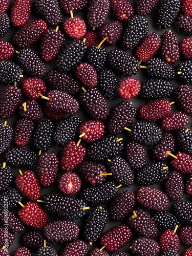 Fresh Organic Mulberries Background Pattern