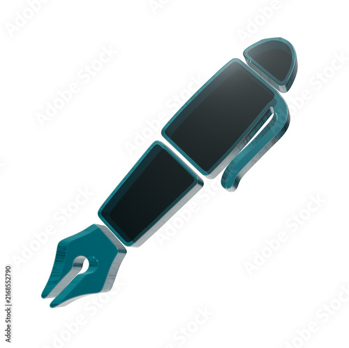 Canvastavla Fountain pen nib writing school glossy dark teal glass education on black backgr