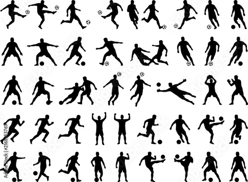 Soccer Player Action Silhouettes Set