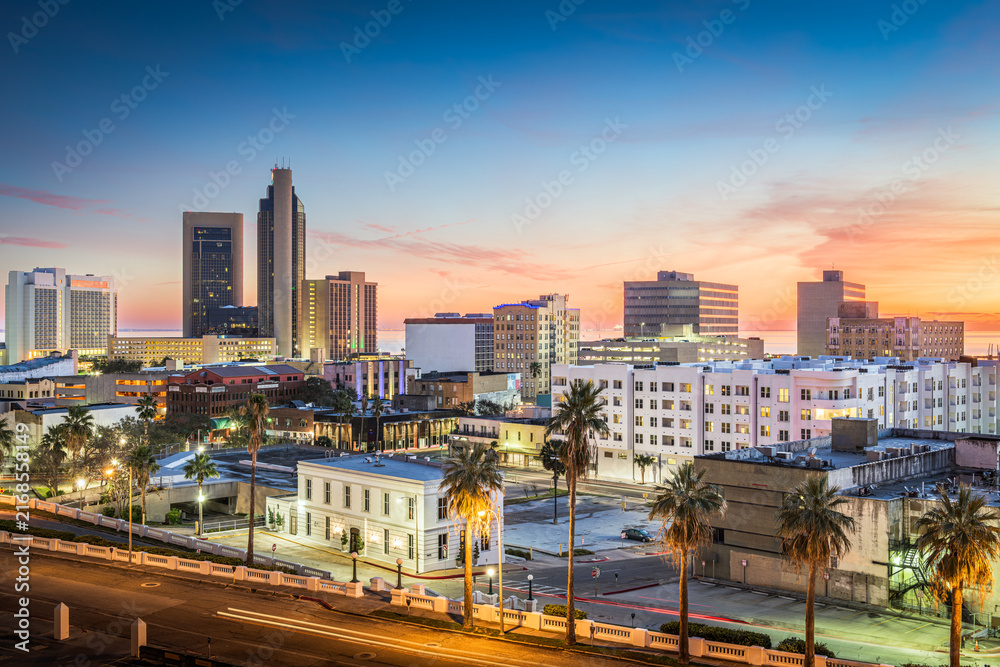 Obraz premium Corpus Christi, Texas, USA Skyline at Dawn