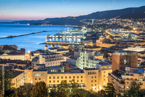 Trieste, Italy City Skyline Towards the Port of Trieste