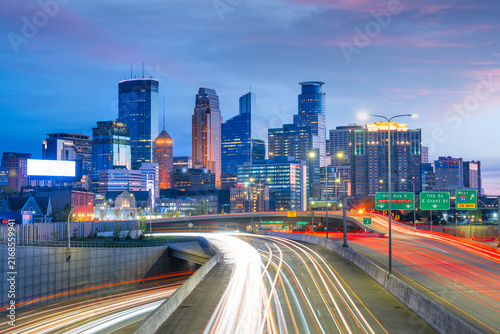 Minneapolis, Minnesota, USA Skyline over Highways