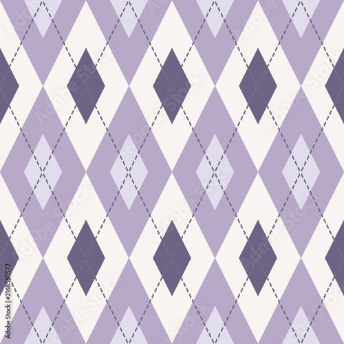 Lavender and Purple Argyle Seamless Pattern, Soft Winter Sweater Background