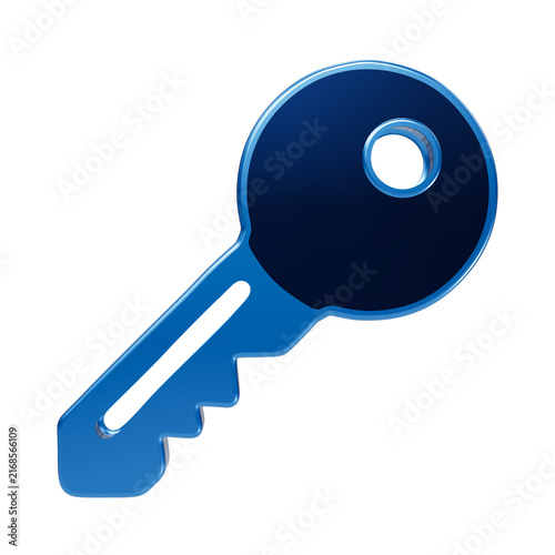 Fotografía Shiny blue 3d key with a glossy surface texture, isolated on a white background,
