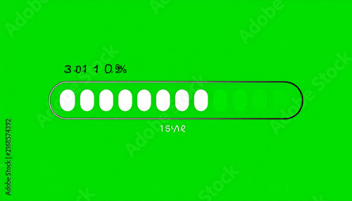Green screen loading bar animation with progress indicator and percentage text overlay for digital media production