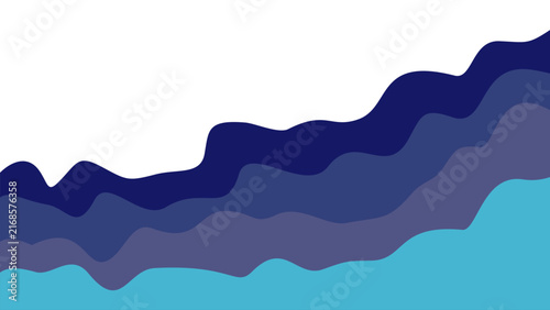 Minimalist fluid topography vector art. Smooth paper cut waves blending dark navy, grey, and sky blue. Ideal for clean corporate UI layouts.
