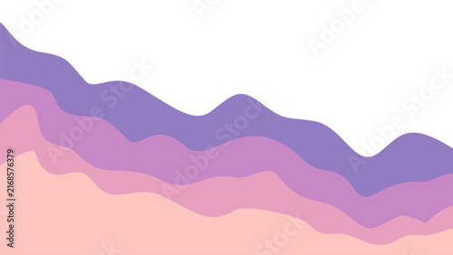 Contemporary fluid wave layout template. Abstract layered backdrop in calming colors of purple and peach. Eye-catching professional design.
