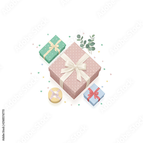 Elegant Christmas Gift Box with Decorative Ribbon Isolated on White Background for Holiday Celebration, Seasonal Gifting, Christmas Present and Festive Special Occasions