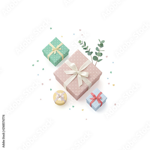 Christmas Gift Boxes with Festive Presents and Decorative Ribbons for Holiday Celebration and Seasonal Gift Giving Isolated on White Background