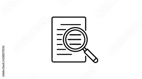 Magnifying Glass Over Document Abstract Icon