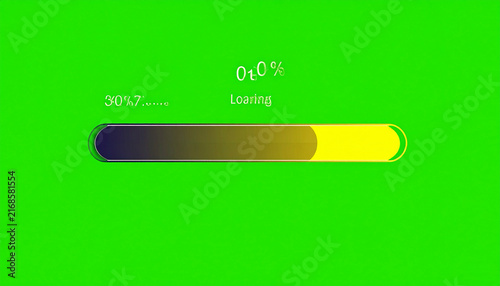 Animated Loading Bar with Percentage Indicator and Text on a Green Screen Background for Digital Interfaces and UI Design
