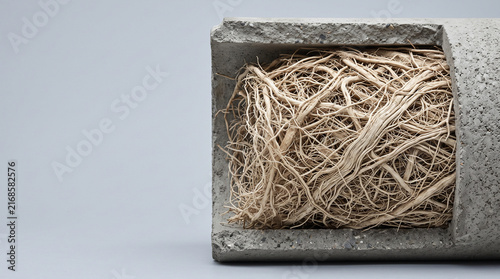 Dense root mass filling concrete drainage pipe interior 