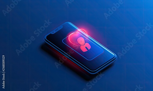 Modern mobile device displays profile icon with glowing heart overlay