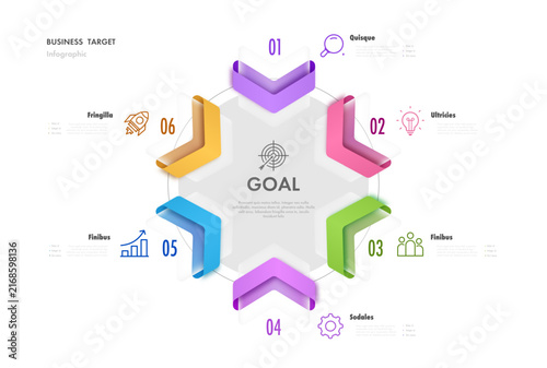 Infographic diagram chart 6 step arrow 3d isometric glassmorphism effect for development process, flowchart, data visualization, marketing. Venn diagram vector