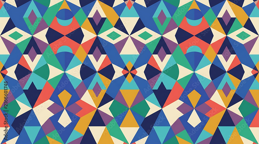 Colorful geometric abstract pattern design isolated on white background, illustration