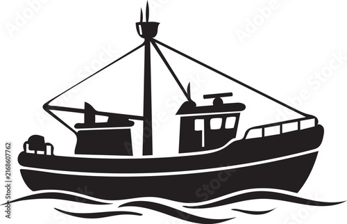 Luxury yacht silhouette on waves vector design