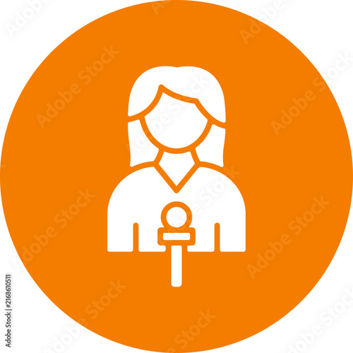 Woman Anchor Circle Icon , Female TV Anchor Icon, Woman Journalist Anchor Icon