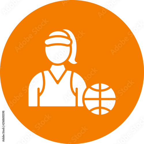 Sporty Lady Circle Icon, Active Woman Icon, Female Athlete Icon