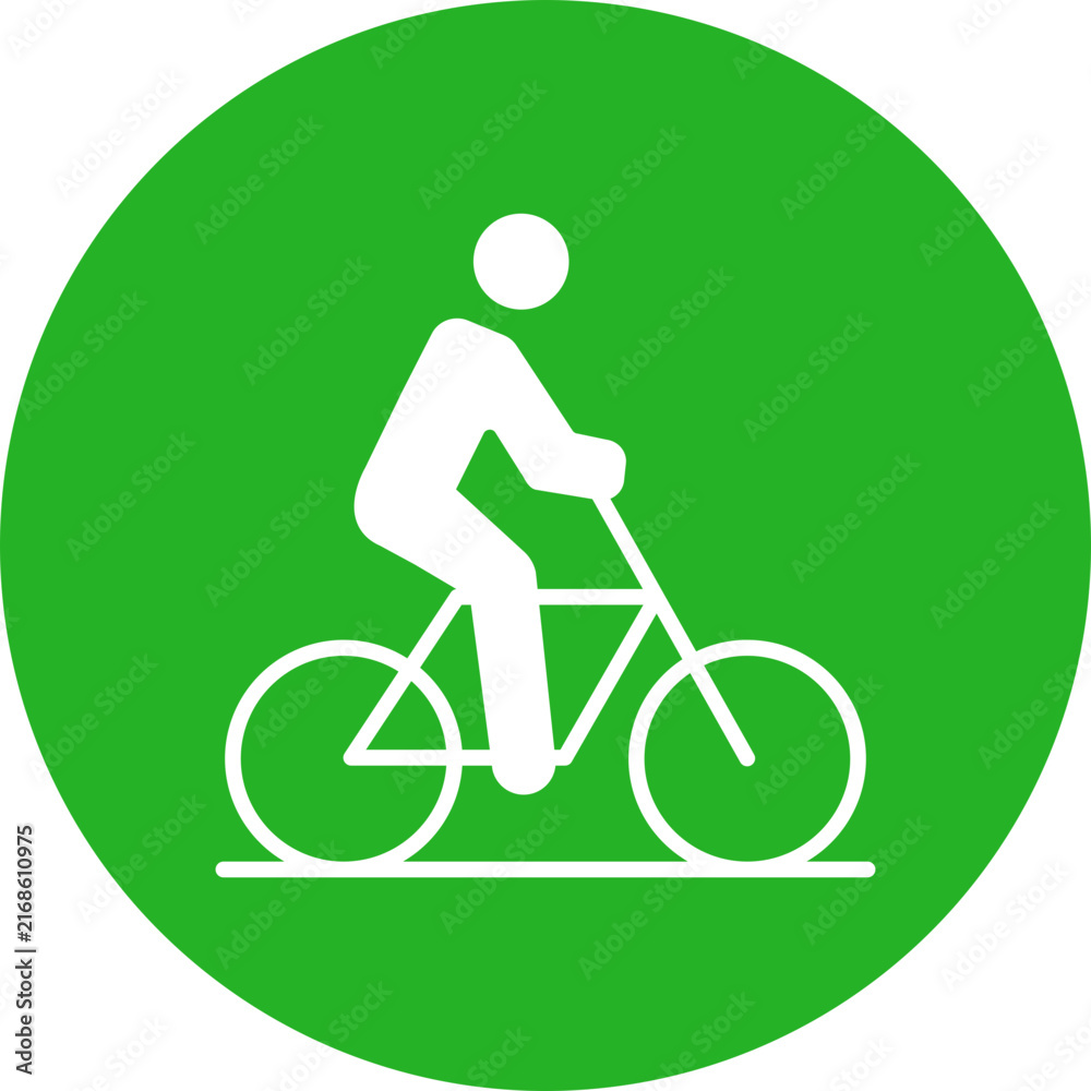 Obraz premium Cycling Circle Icon, Person Riding Bicycle Icon, Bike Ride Icon