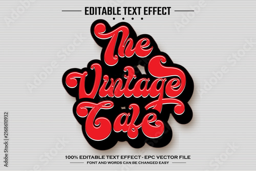 The vintage cafe 3D editable text effect template