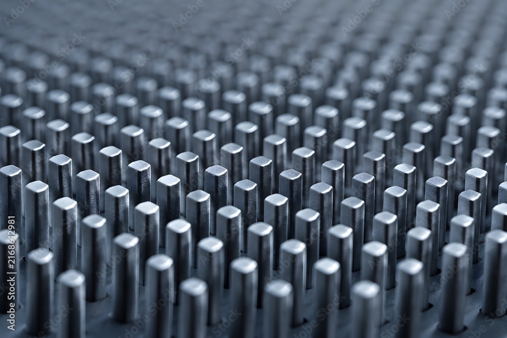 Fototapeta premium Nano Semiconductor Pillar Array on Silicon Surface with Precise Geometric Nanoscale Pattern for Research Concept