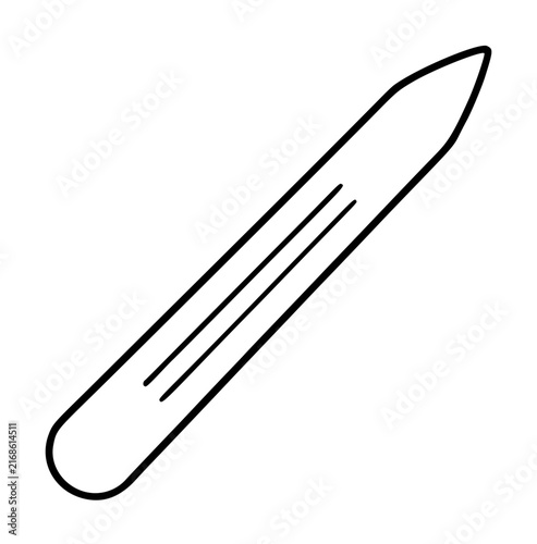 Minimalist vector icon of a paper creaser tool for bookbinding and paper crafting, featuring a sleek line art design with a pointed tip and rounded base for precise folding and scoring projects.