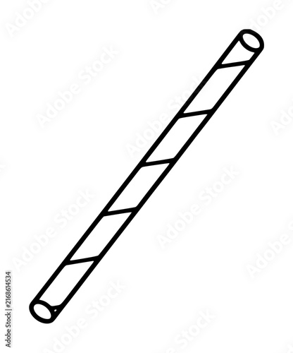 Minimalist vector icon of a striped paper drinking straw, a clean black and white line art illustration perfect for eco-friendly beverage branding, cafe menus, and sustainable lifestyle designs.