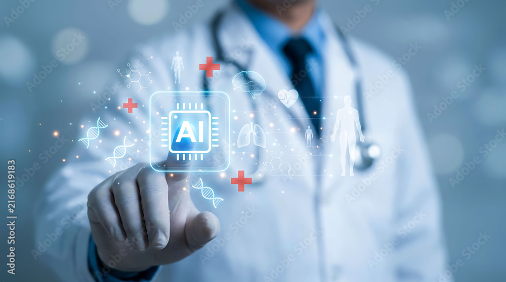 Obraz premium AI Chip Medical Diagnosis and Healthcare Technology