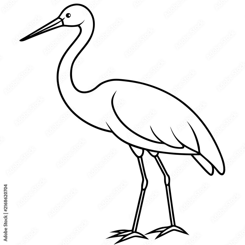 Naklejka premium Stork line art vector